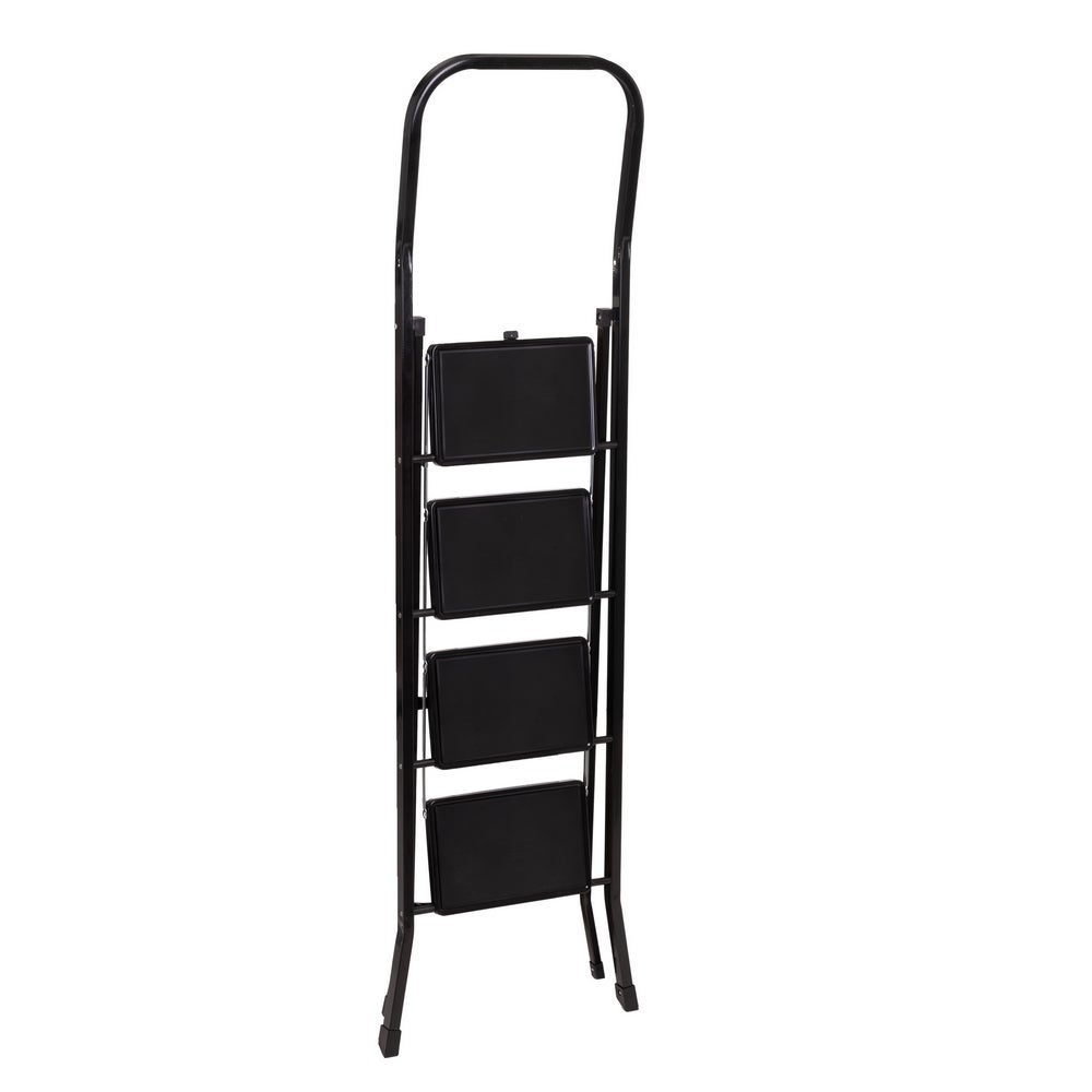 Escalera plegable de 4 peldaños antideslizante negra
