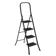 Escalera plegable de 4 peldaños antideslizante negra
