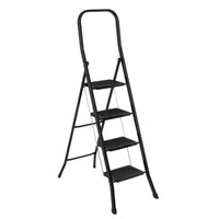 Escalera plegable de 4 peldaños antideslizante negra