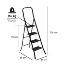 Escalera plegable de 4 peldaños antideslizante negra