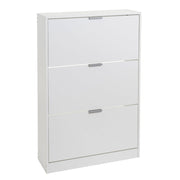 Zapatero con 3 puertas de tablero blanco de 74x24x119 cm para 18 pares
