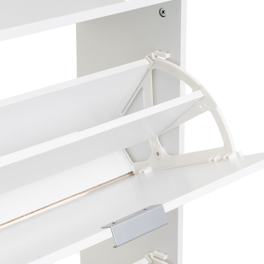 Zapatero con 3 puertas de tablero blanco de 74x24x119 cm para 18 pares