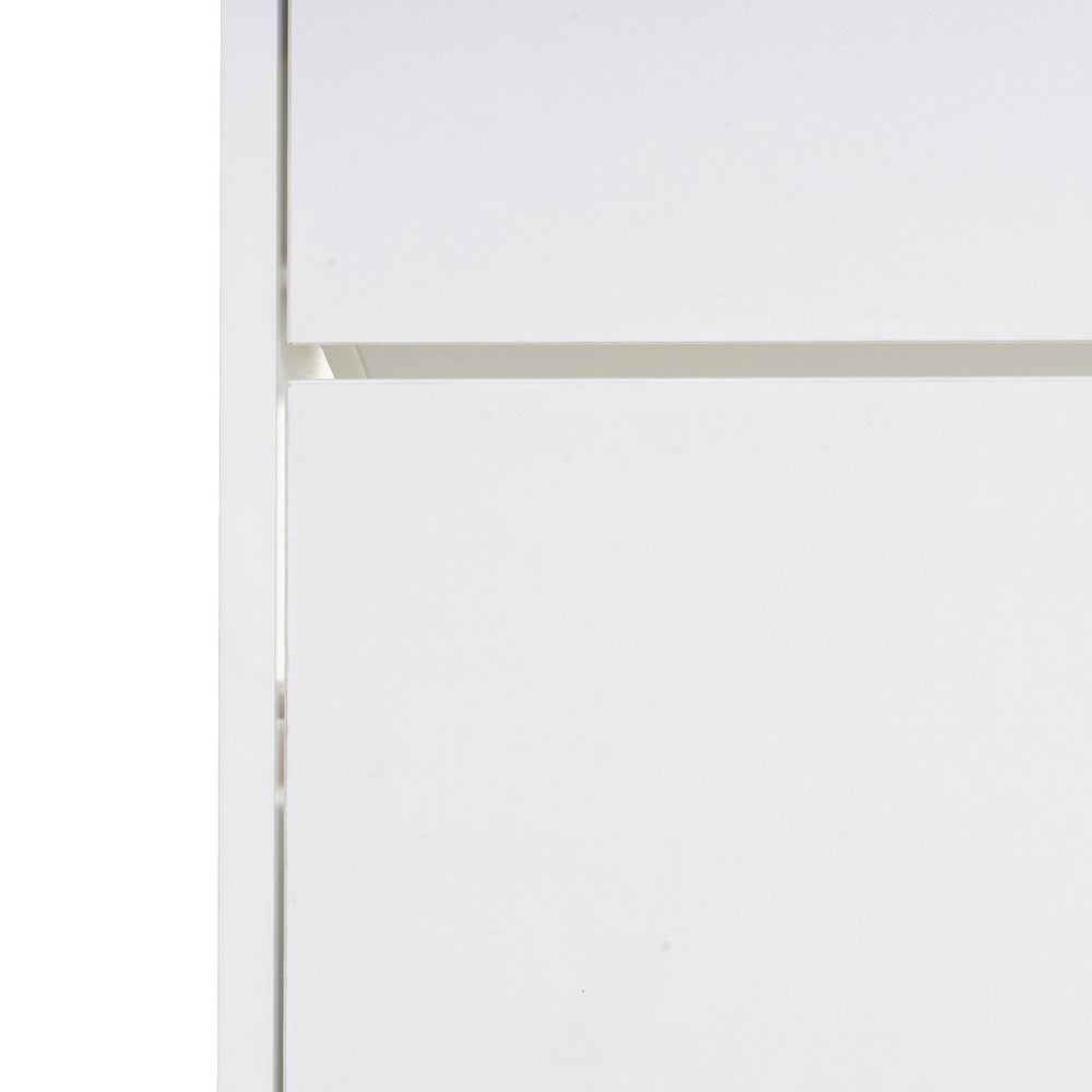 Zapatero con 3 puertas de tablero blanco de 74x24x119 cm para 18 pares