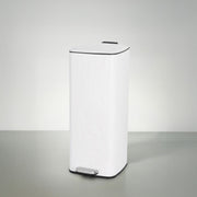 Cesto de Lixo 30 Litros de Metal Branco, Balde Interior Removível