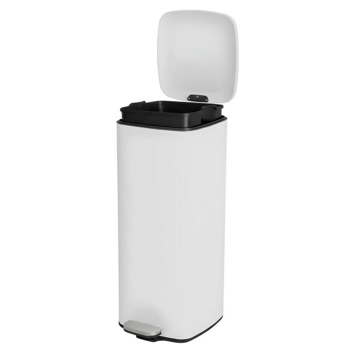 Cesto de Lixo 30 Litros de Metal Branco, Balde Interior Removível