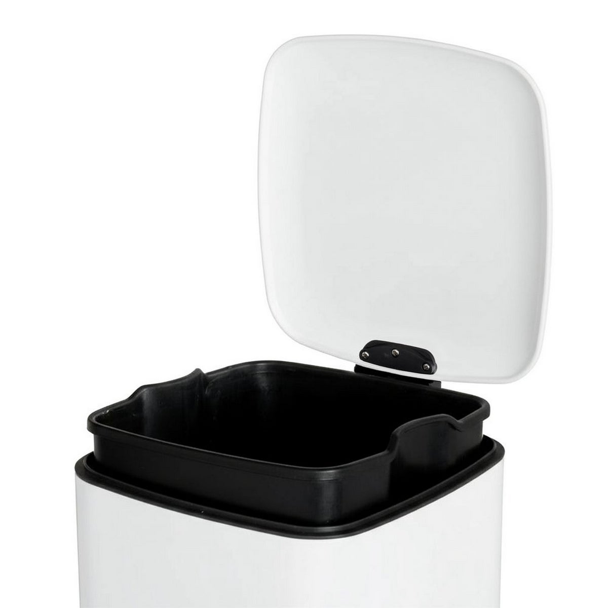 Cesto de Lixo 30 Litros de Metal Branco, Balde Interior Removível