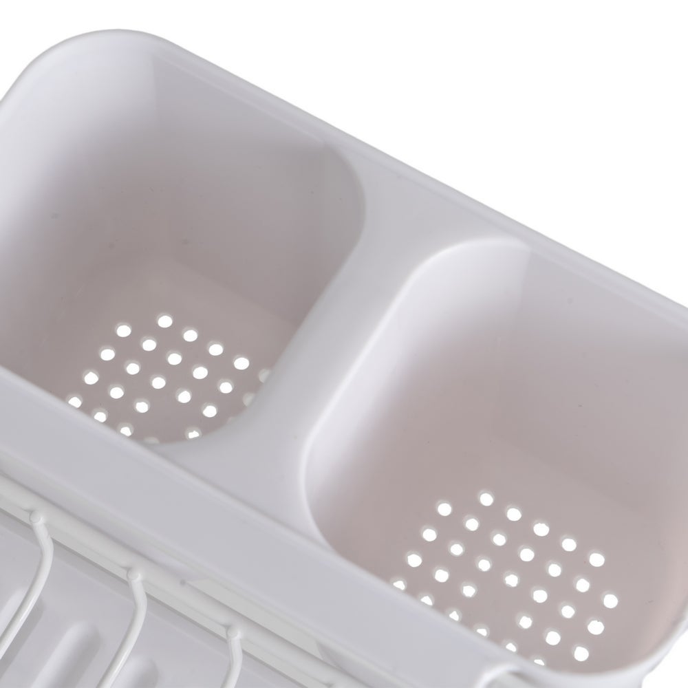 Escurreplatos de Metal Blanco con Escurrecubiertos 42x31x14 cm
