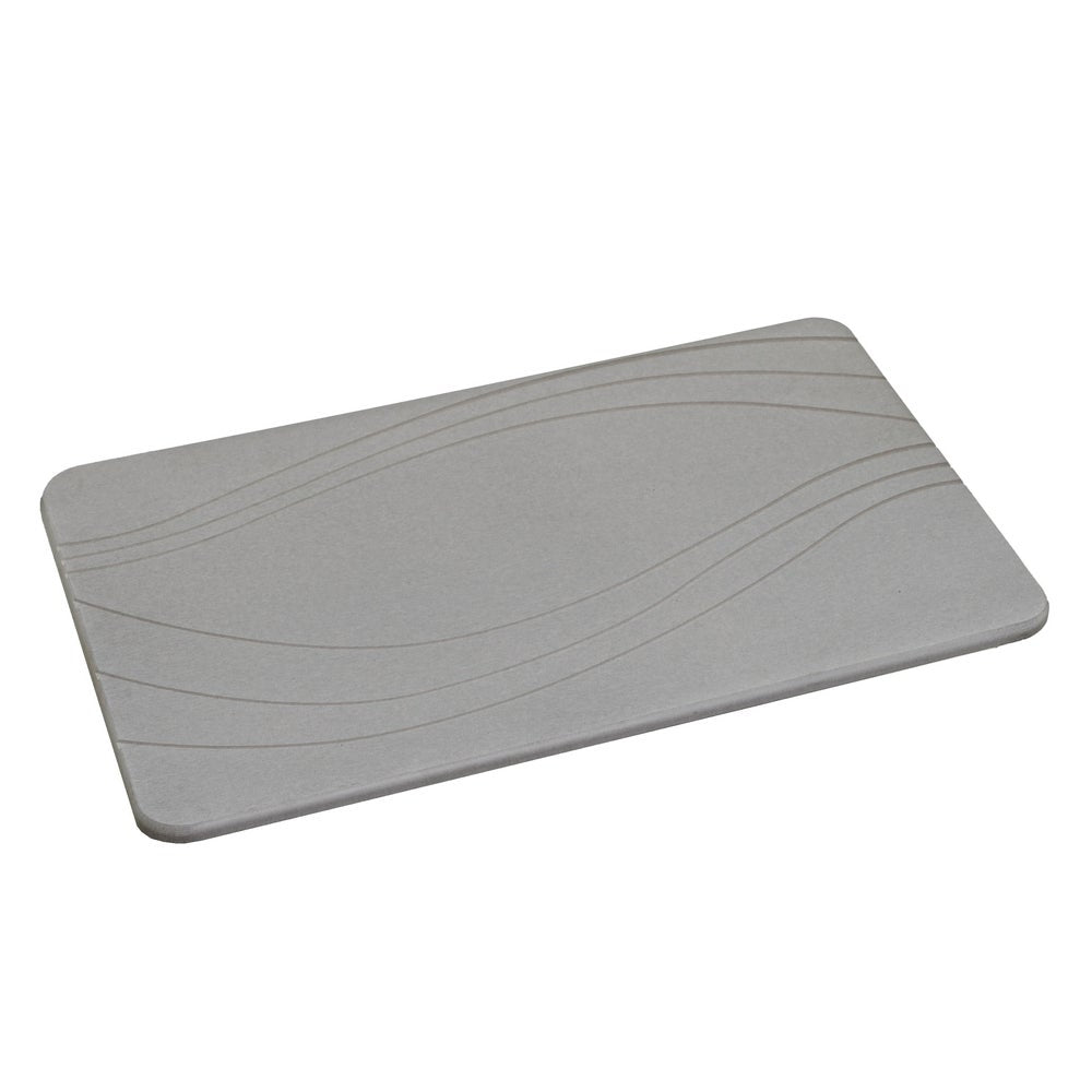 Alfombra de baño de diatomita gris oscuro con ondas de 60x39 cm