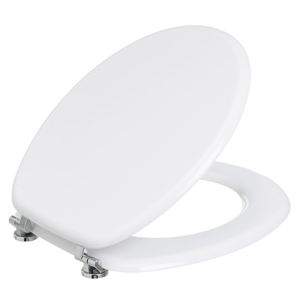 Tapa WC de bambú blanco con bisagras de zinc y fácil instalación 42x34cm