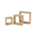 Set de 3 Estantes de Pared Cuadrados Roble Claro 25x25x9 cm