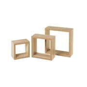 Set de 3 Estantes de Pared Cuadrados Roble Claro 25x25x9 cm