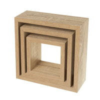 Set de 3 Estantes de Pared Cuadrados Roble Claro 25x25x9 cm