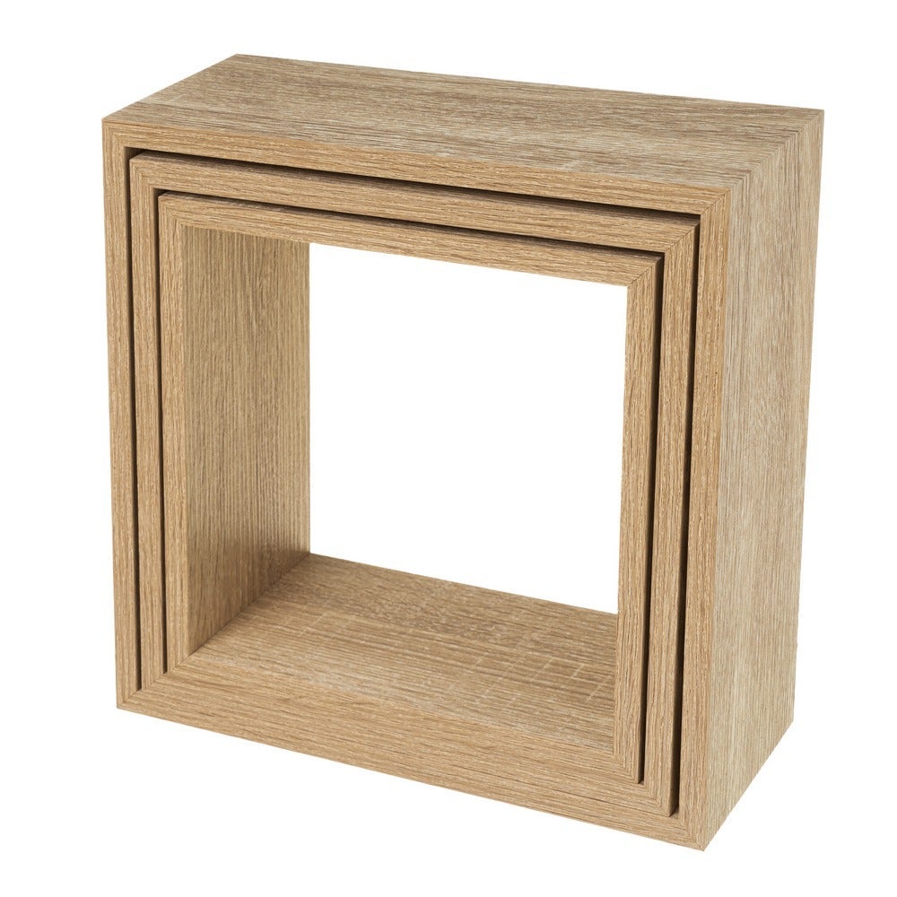 Set de 3 Estantes de Pared Cuadrados Roble Claro 30x30x12 cm