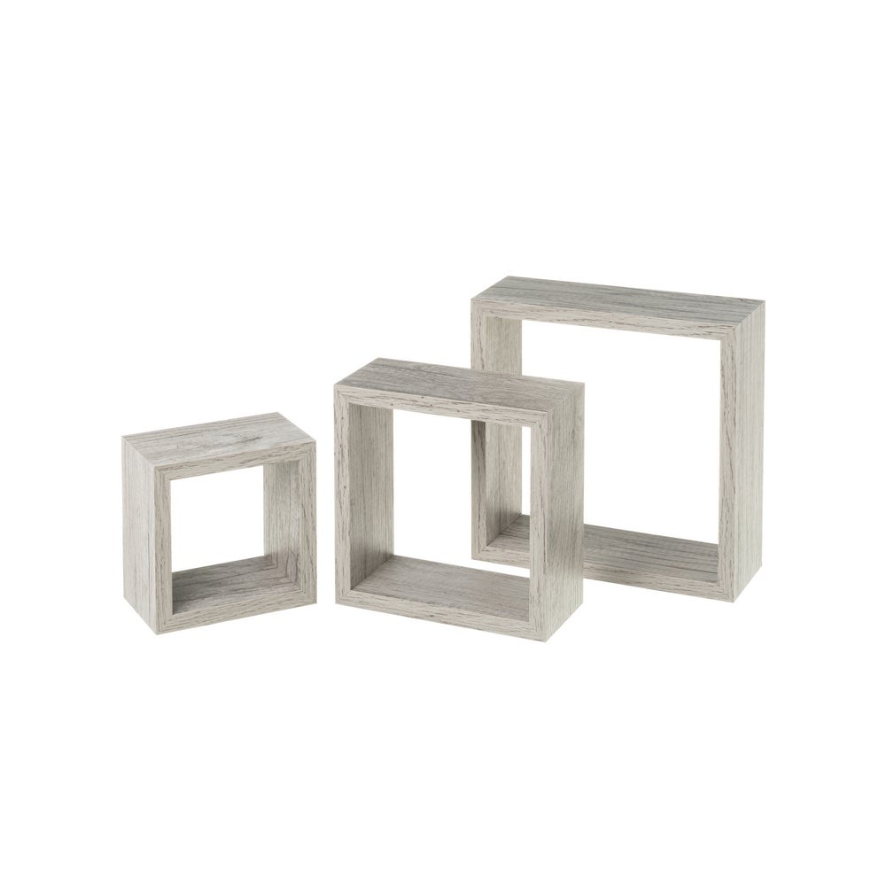 Set de 3 Estantes de Pared Cuadrados Grises 25x25x9 cm