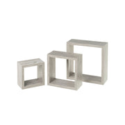 Conjunto de 3 Prateleiras de Parede Quadradas Cinzentas 25x25x9 cm