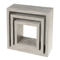 Set de 3 Estantes de Pared Cuadrados Grises 25x25x9 cm