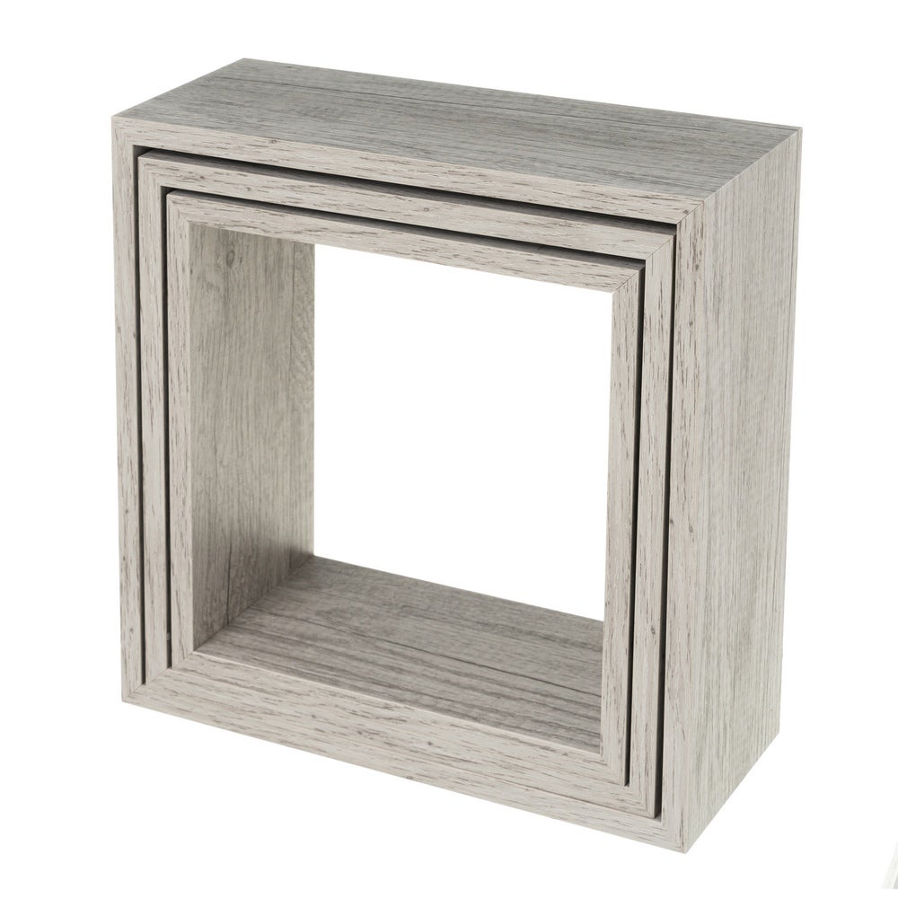 Set de 3 Estantes de Pared Cuadrados Grises 30x30x12 cm