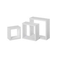 Set de 3 Estantes de Pared Cuadrados Blancos 25x25x9 cm