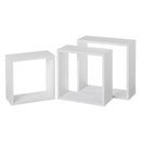 Set de 3 Estantes de Pared Cuadrados Blancos 30x30x12 cm