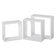 Conjunto de 3 Prateleiras de Parede Quadradas Brancas 30x30x12 cm