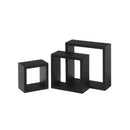Set de 3 Estantes de Pared Cuadrados Negros 25x25x9 cm