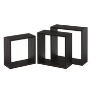 Set de 3 estantes de pared cuadrados negros de 30x30, 27x27 y 24x24 cm