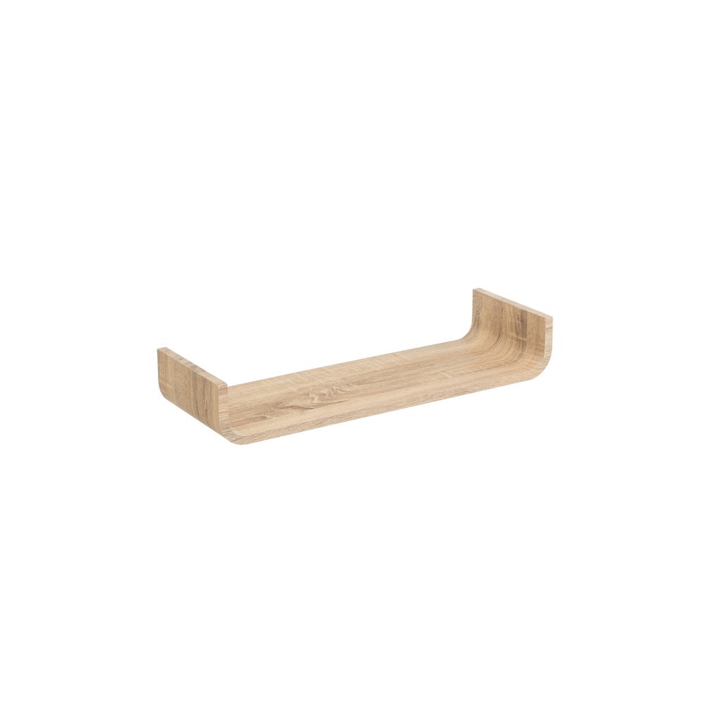 Estante de pared curvo de tablero laminado PVC roble claro de 60x20x10 cm