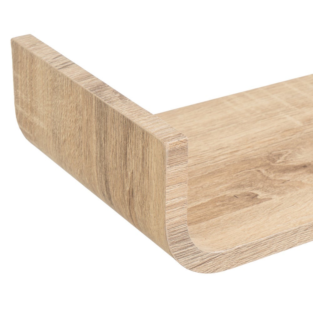 Estante de pared curvo de tablero laminado PVC roble claro de 60x20x10 cm