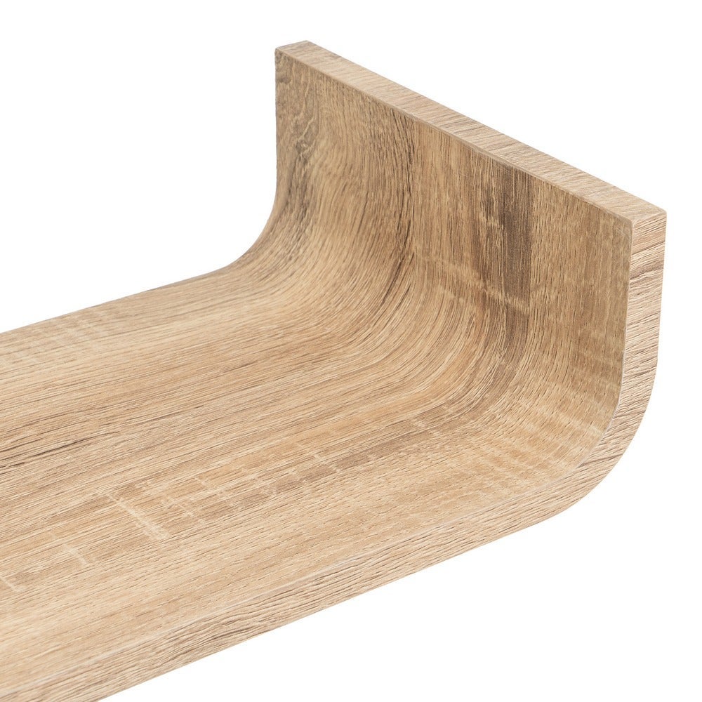 Estante de pared curvo de tablero laminado PVC roble claro de 60x20x10 cm