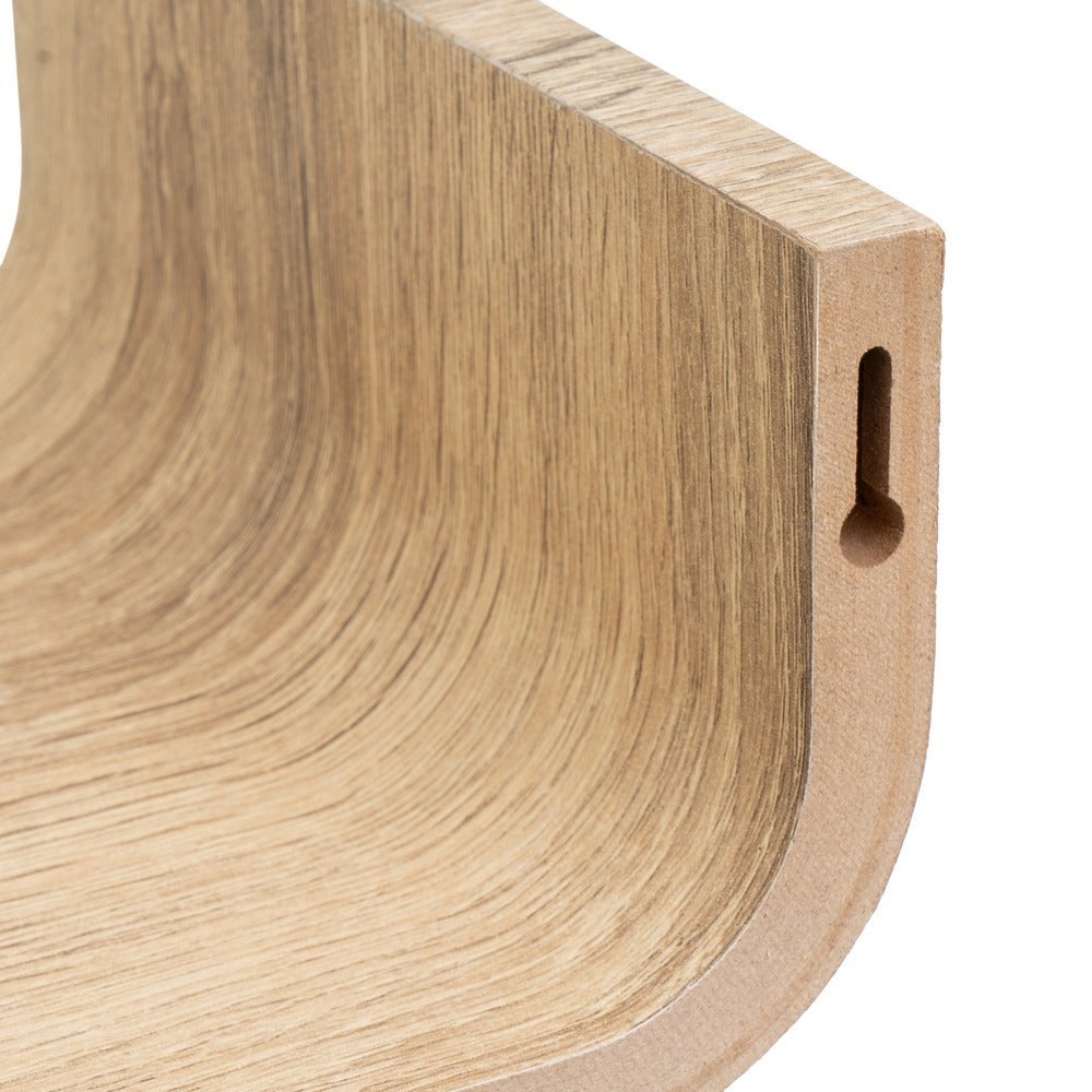 Estante de pared curvo de tablero laminado PVC roble claro de 60x20x10 cm