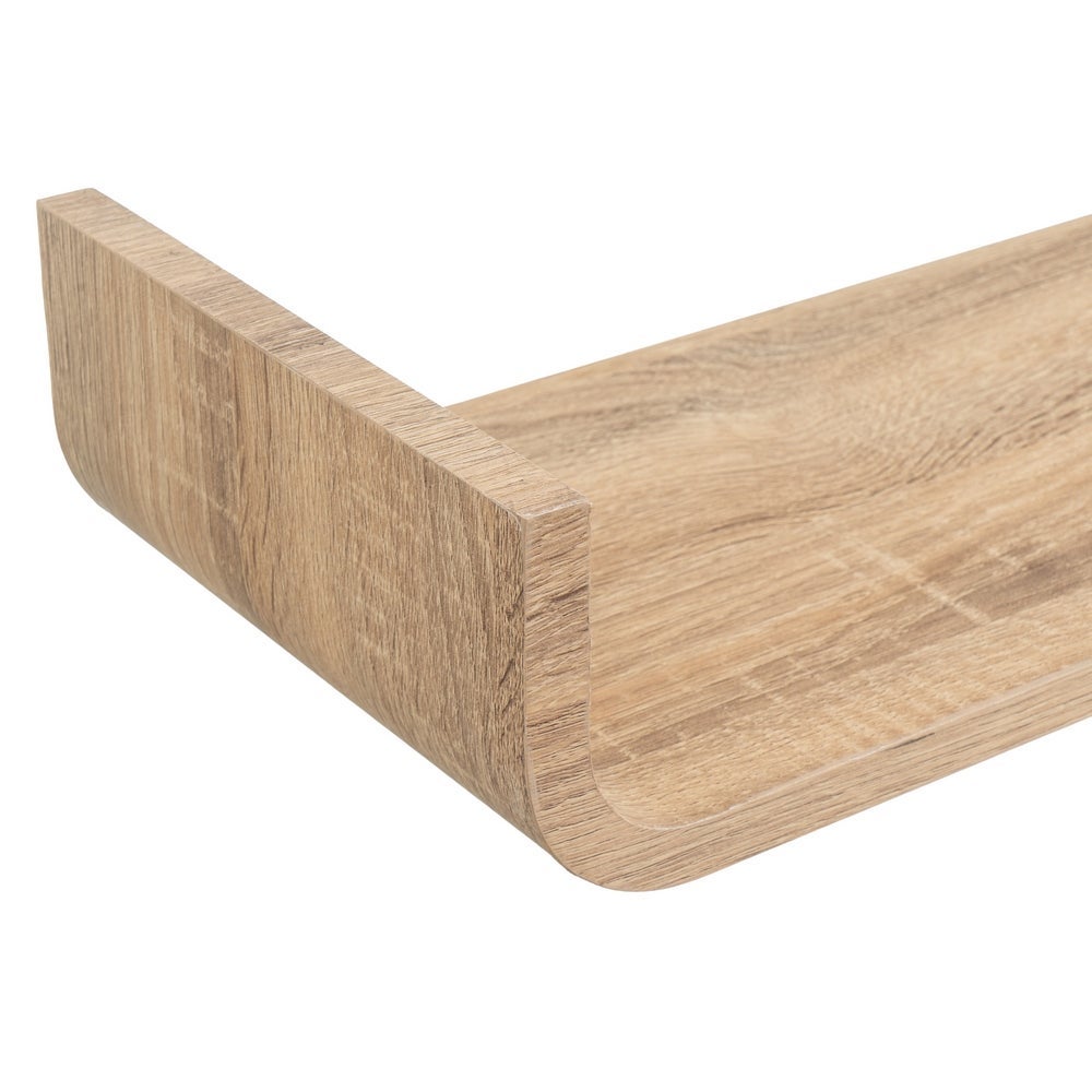 Estante de pared curvo de tablero laminado PVC roble claro de 100x20x10 cm