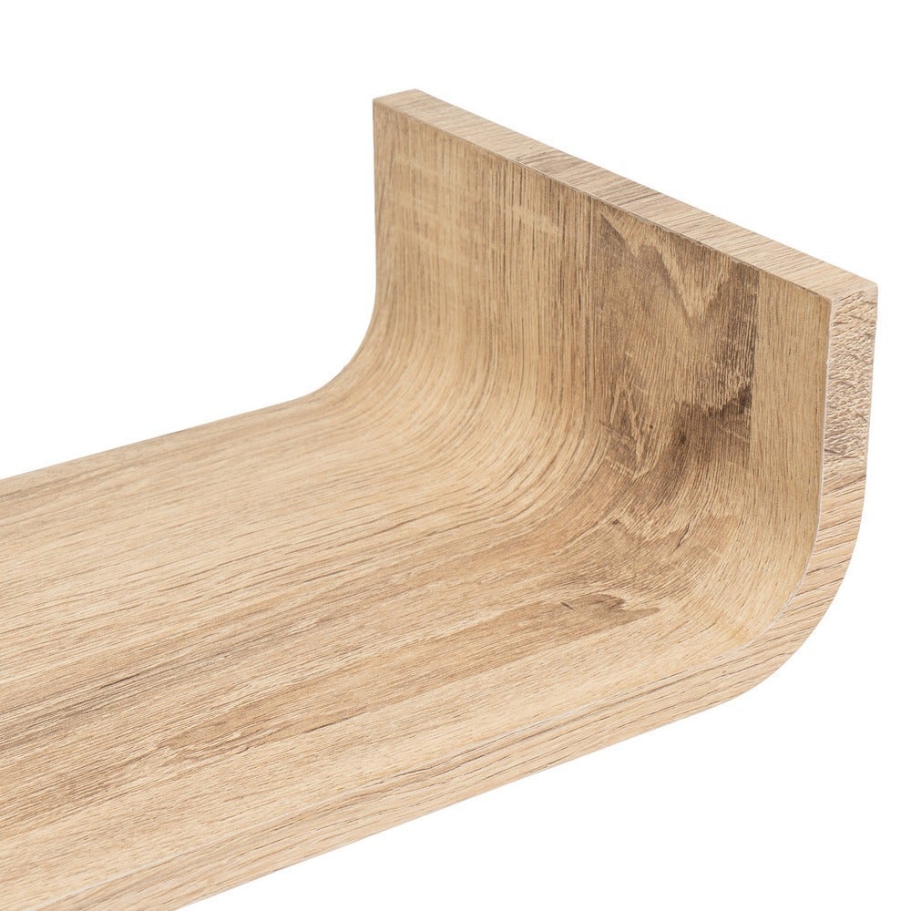 Estante de pared curvo de tablero laminado PVC roble claro de 100x20x10 cm