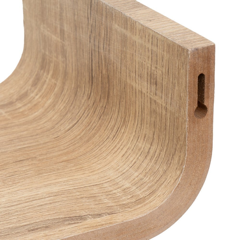 Estante de pared curvo de tablero laminado PVC roble claro de 100x20x10 cm