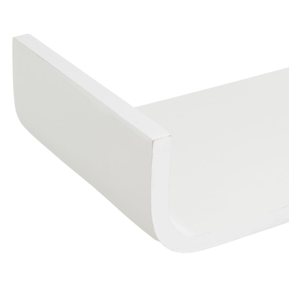 Estante de pared curvo de tablero laminado PVC color blanco de 60x20x10 cm