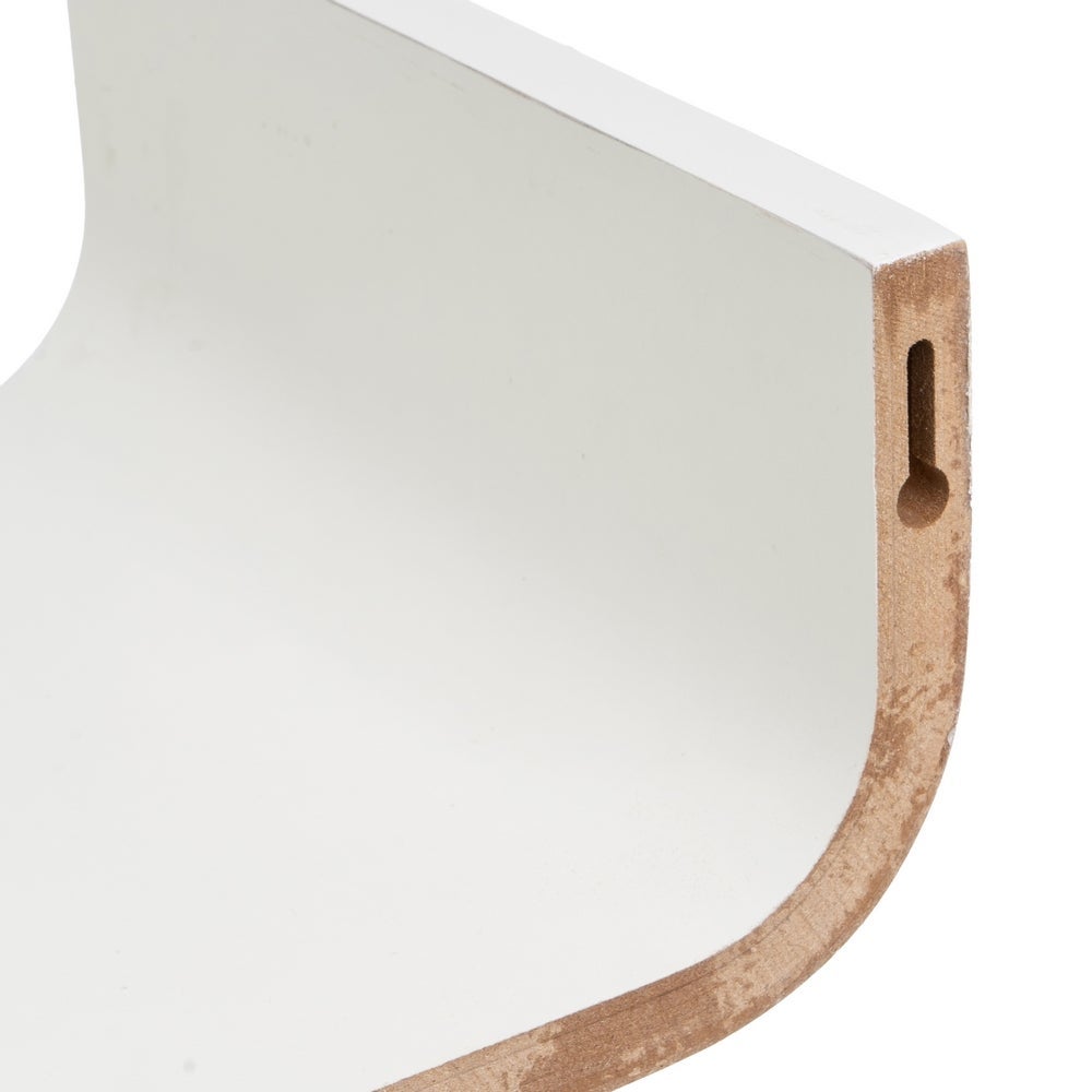 Estante de pared curvo de tablero laminado PVC color blanco de 60x20x10 cm
