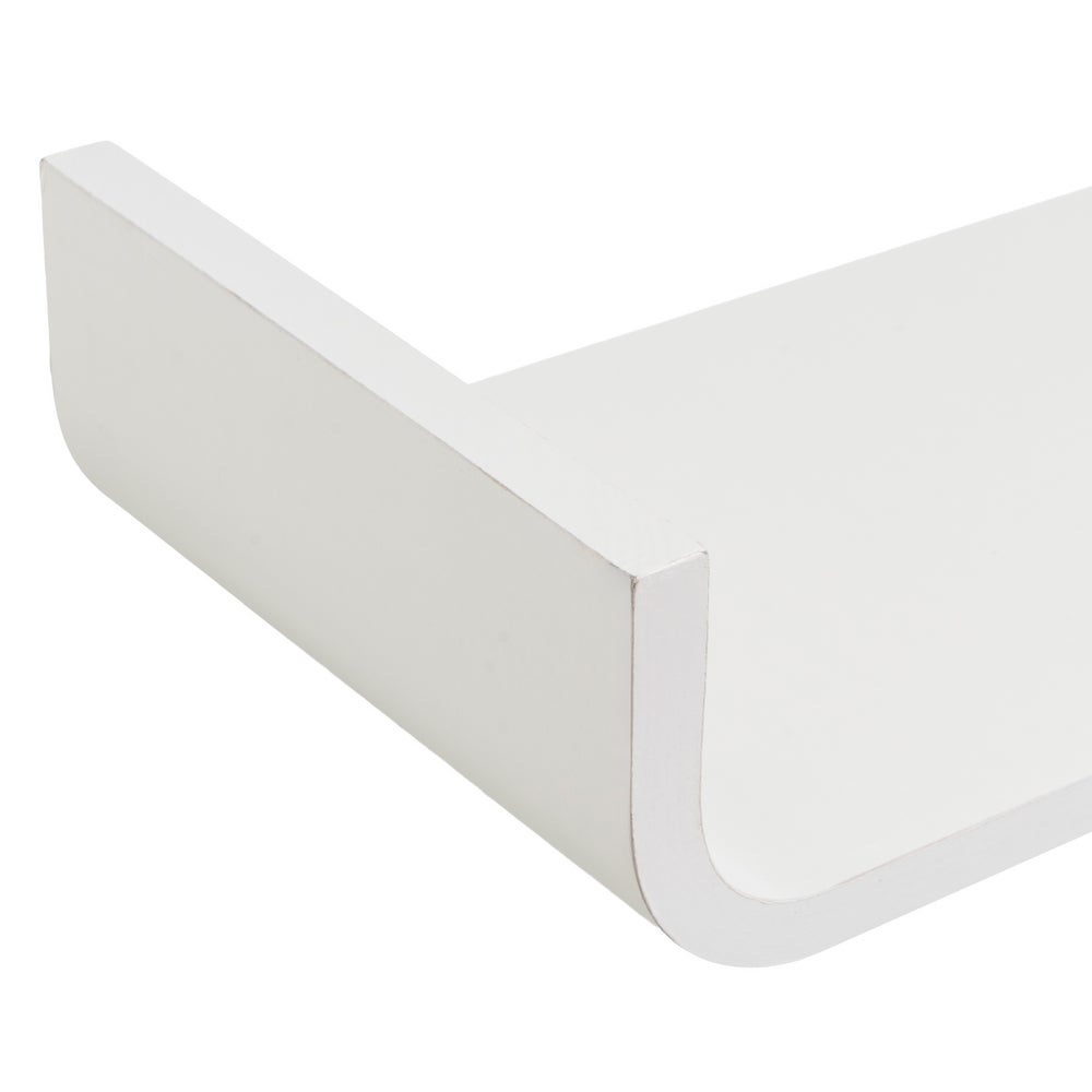 Estante de pared curvo de tablero laminado PVC color blanco de 100x20x10 cm