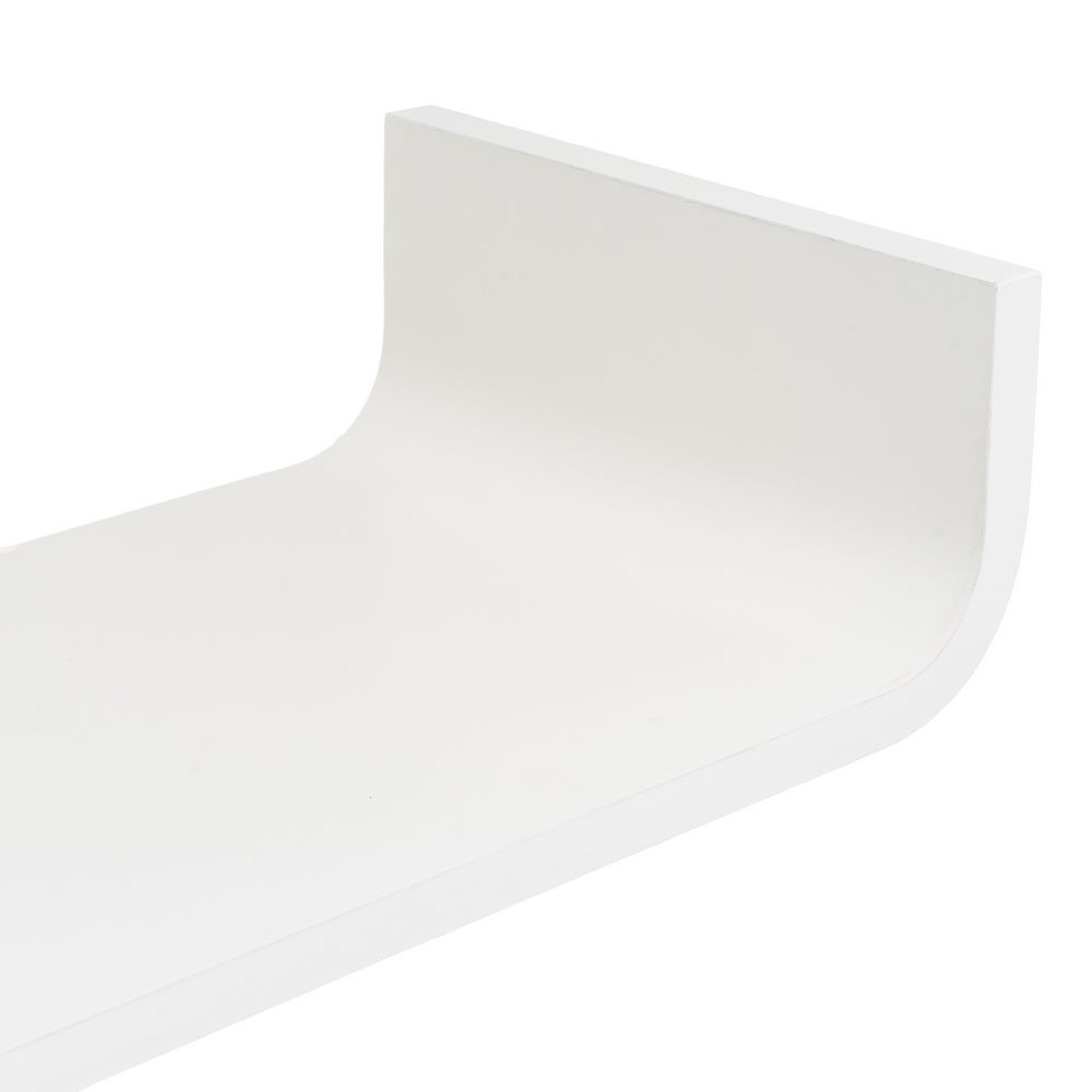 Estante de pared curvo de tablero laminado PVC color blanco de 100x20x10 cm