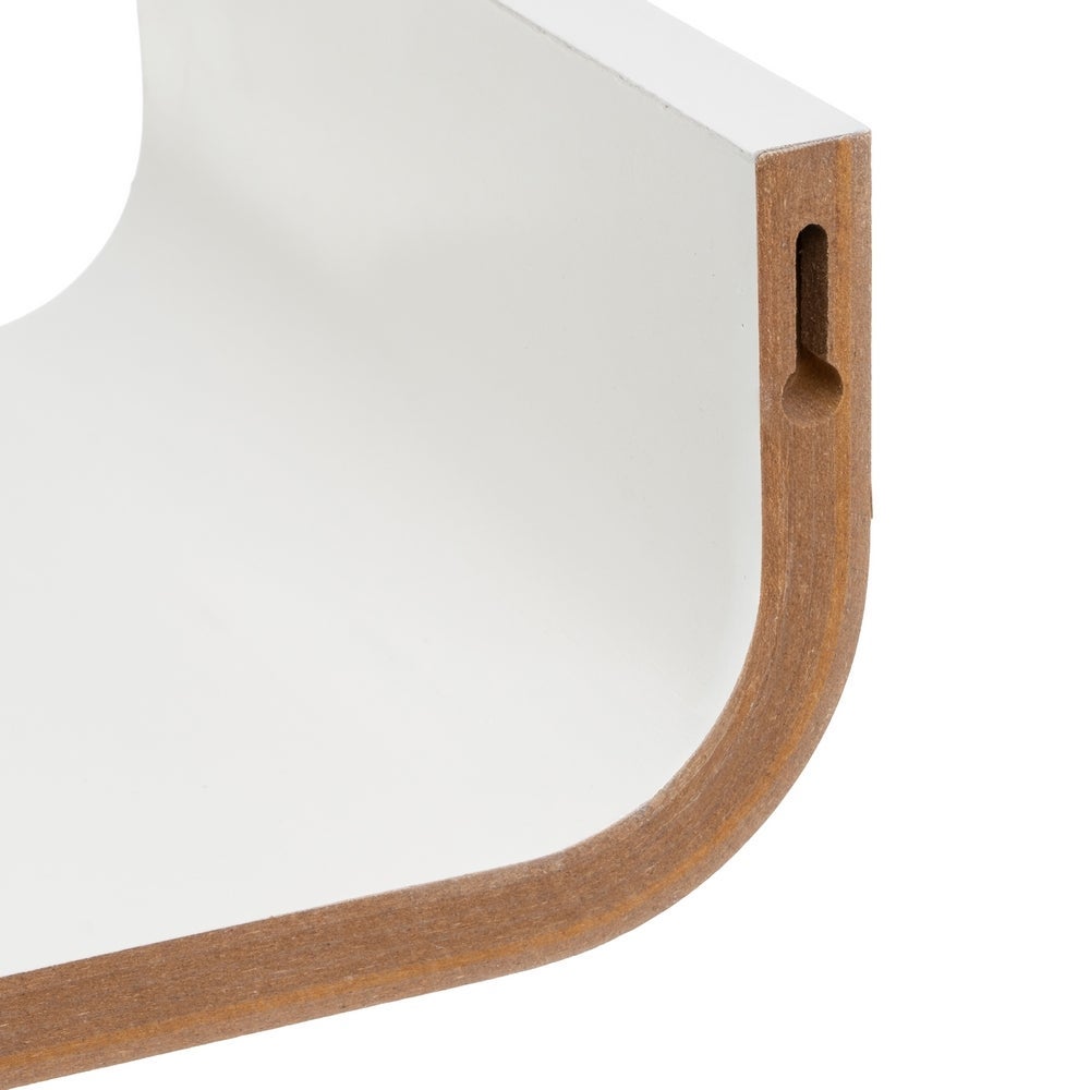 Estante de pared curvo de tablero laminado PVC color blanco de 100x20x10 cm