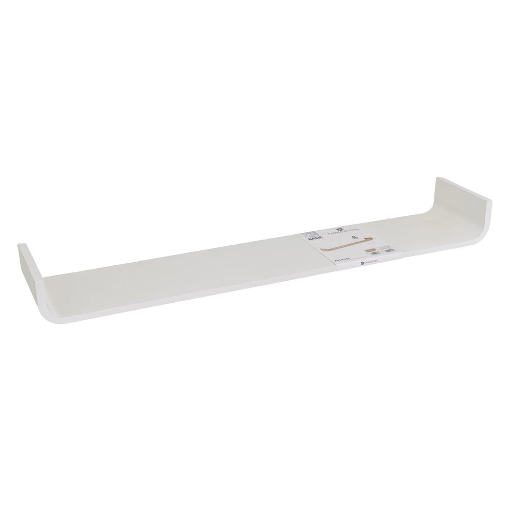 Estante de pared curvo de tablero laminado PVC color blanco de 100x20x10 cm