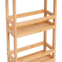 Carro Multiusos de Bambú Natural con 3 Baldas y Ruedas de 74 cm