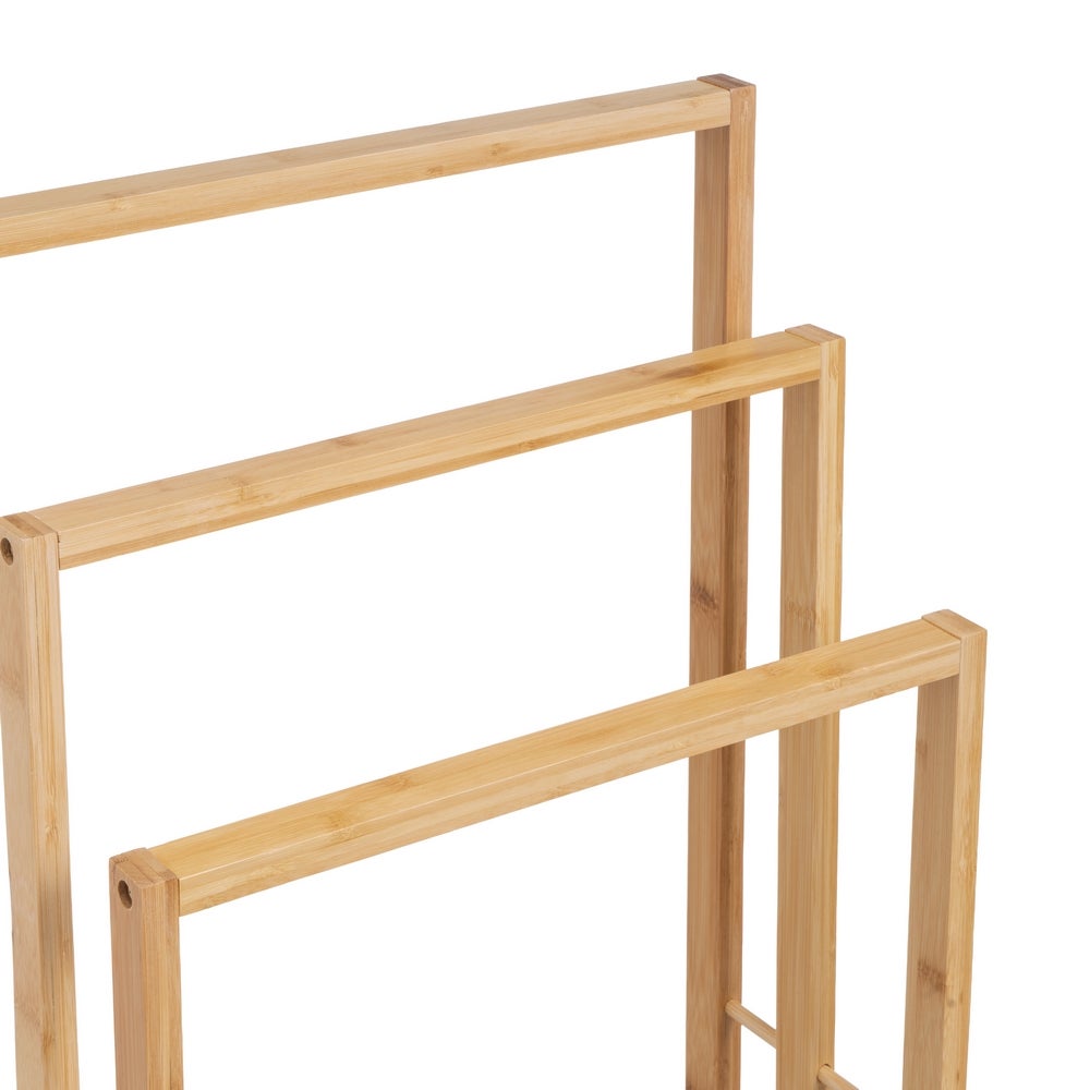 Toallero de bambú natural para 3 toallas de lavabo de 42x24x82cm