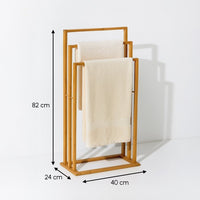 Toallero de bambú natural para 3 toallas de lavabo de 42x24x82cm