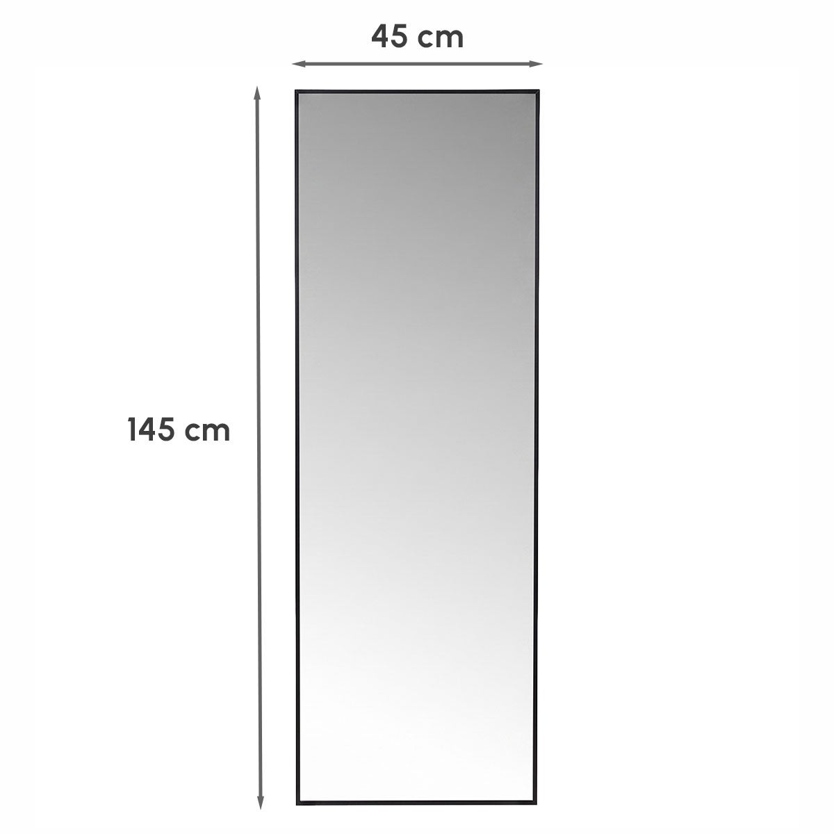 Espejo de pared de cuerpo entero con marco negro de plástico de 46x146 cm