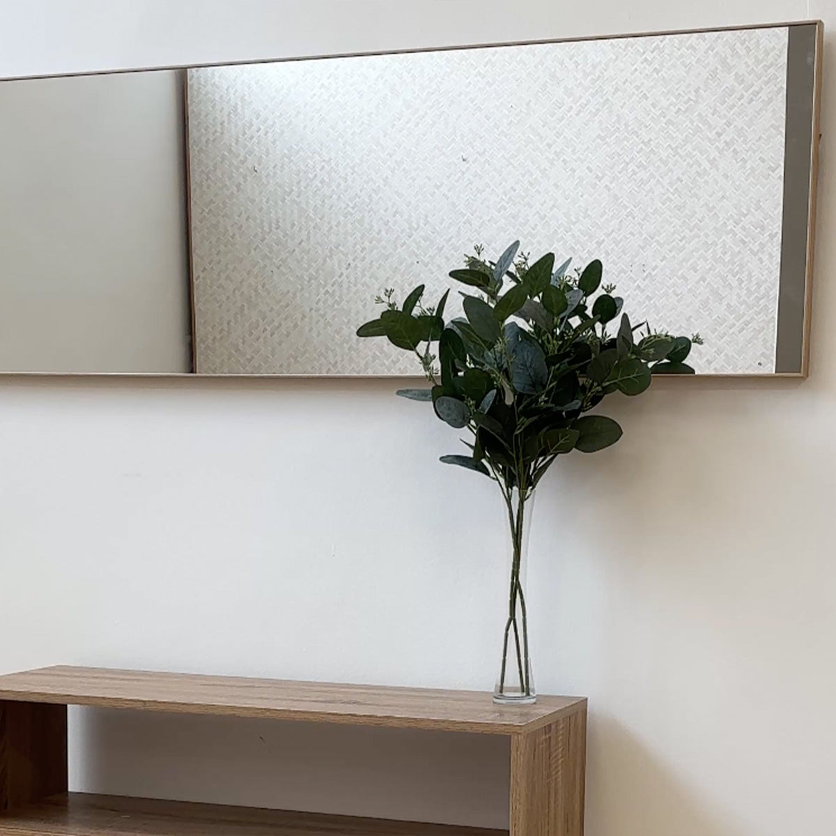 Espejo de pared de cuerpo entero con marco negro de plástico de 46x146 cm