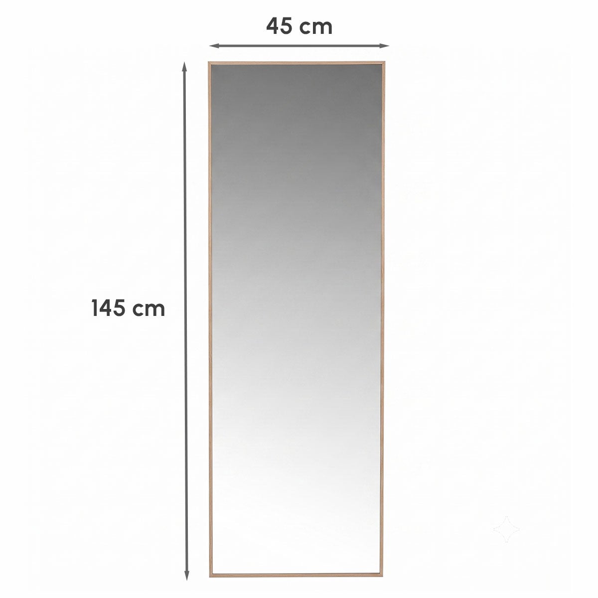 Espejo de pared de cuerpo entero con marco marrón de plástico de 46x146 cm