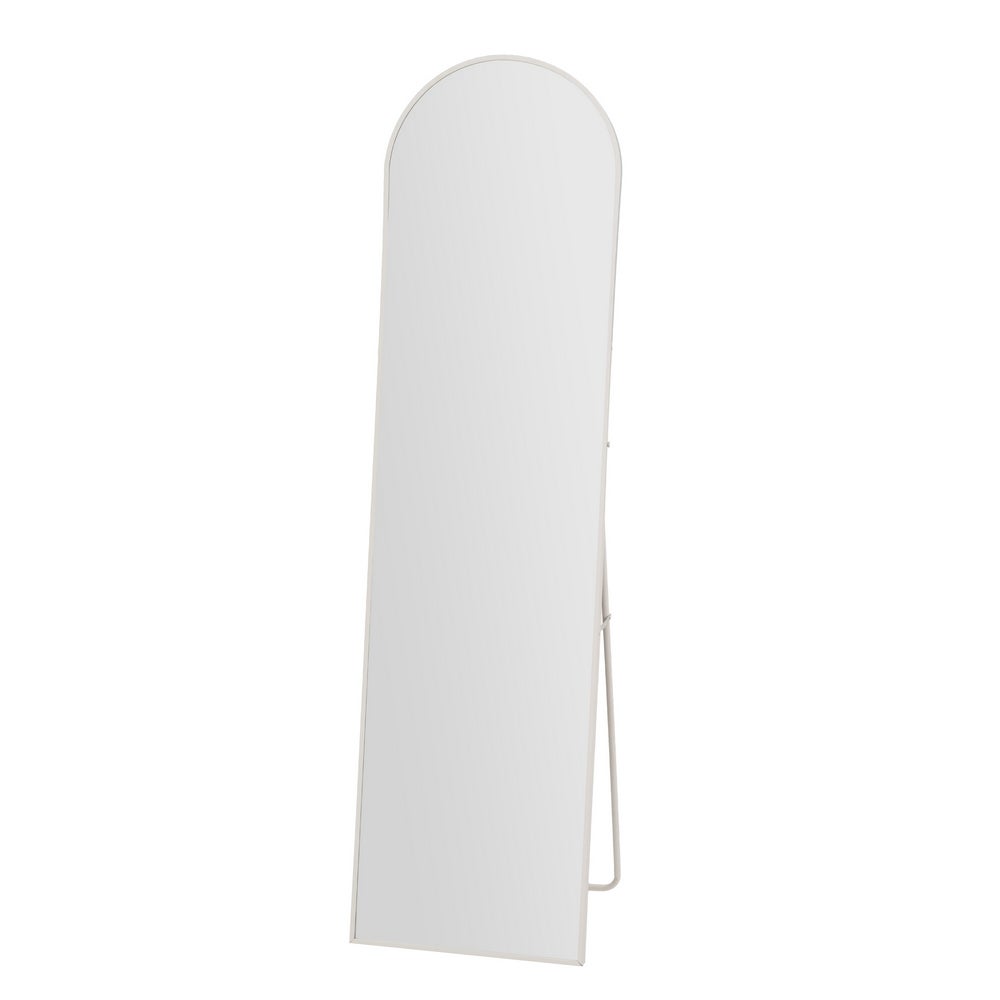 Espejo de pie de cuerpo entero alto curvado de aluminio blanco de 150x40 cm