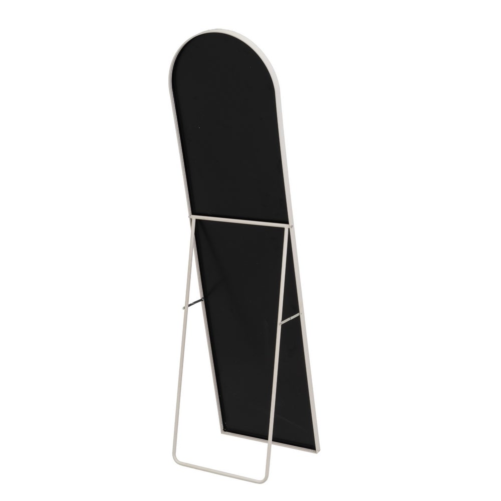 Espejo de pie de cuerpo entero alto curvado de aluminio blanco de 150x40 cm