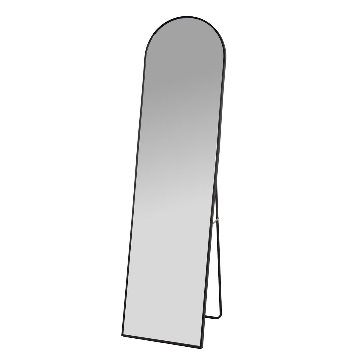 Espejo de pie de cuerpo entero alto curvado de aluminio negro de 150x40 cm