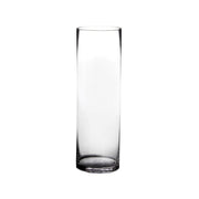 Vaso cilíndrico de vidro transparente decorativo de 15x50 cm