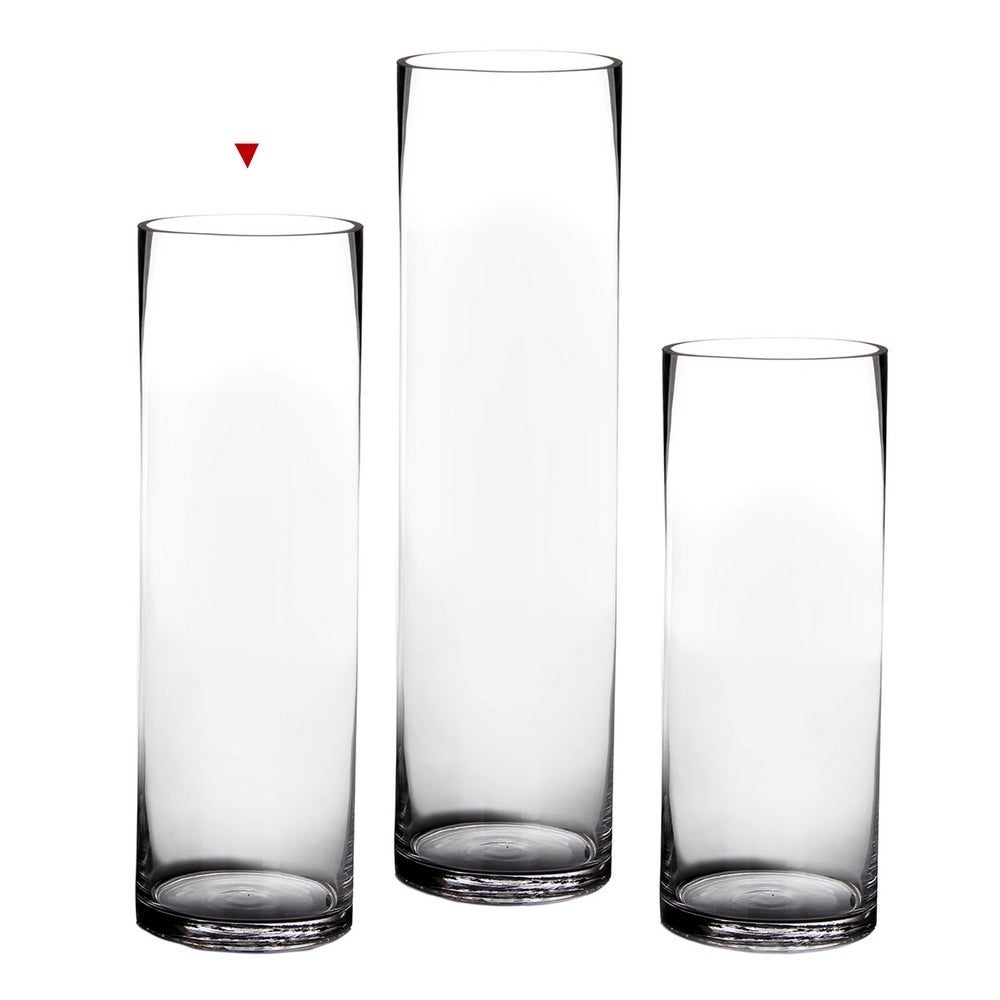 Vaso cilíndrico de vidro transparente decorativo de 15x50 cm